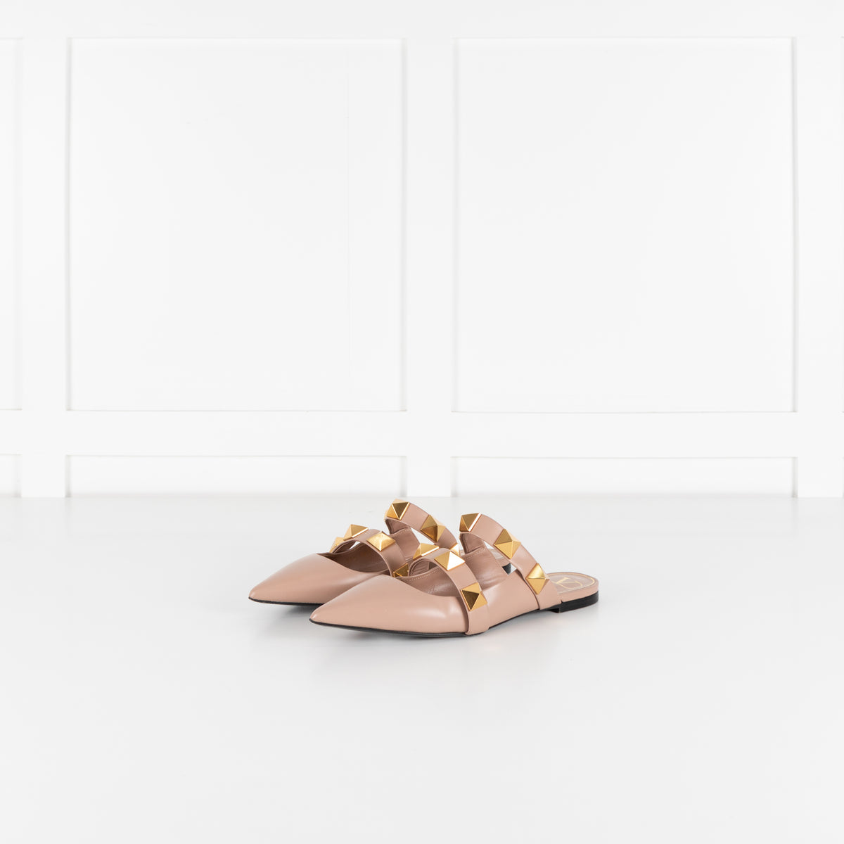 Valentino Neutral Rockstud Flat Mules