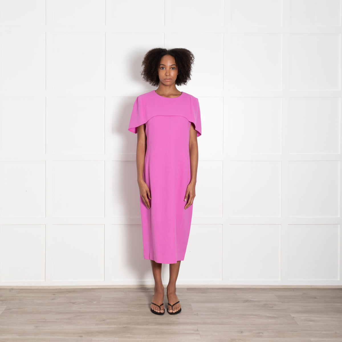 Louise Kennedy Pink Cape Shoulder Shift Dress