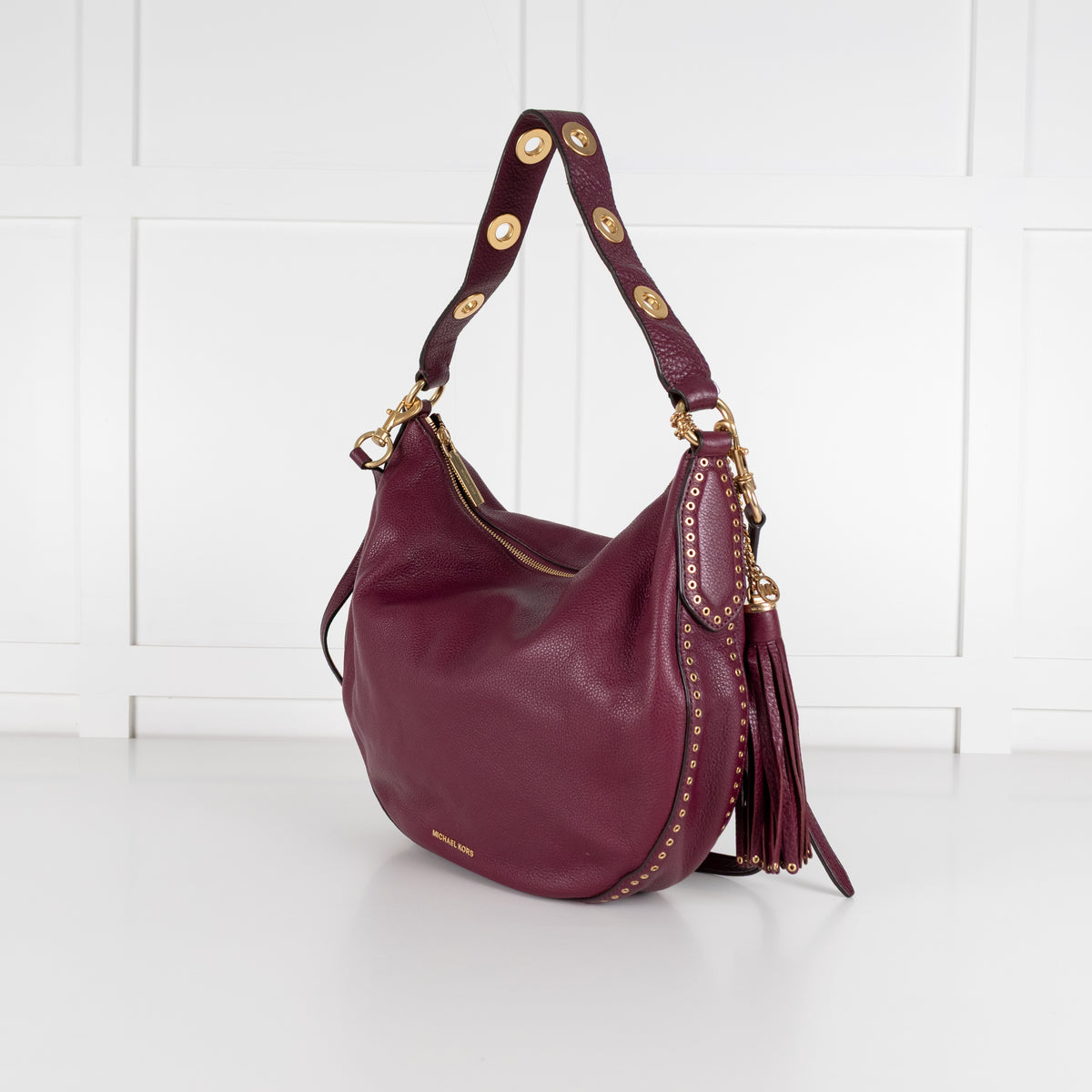 Michael Kors Purple Leather Gold Eyelet Detail Shoulder Bag