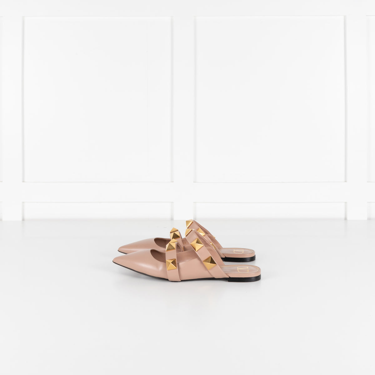 Valentino Neutral Rockstud Flat Mules