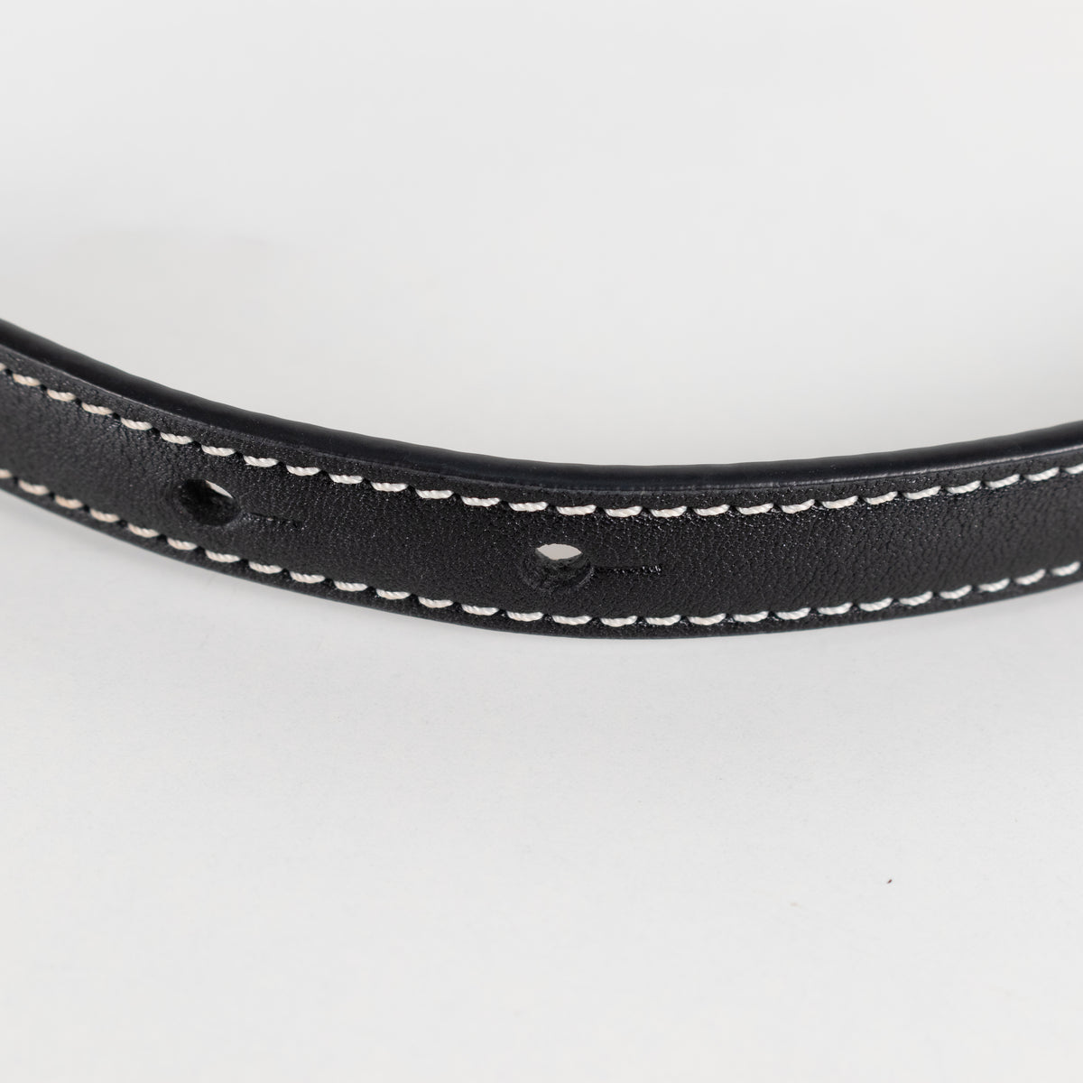 Loewe Black Contrast Stitch Single 'L' Skinny Belt