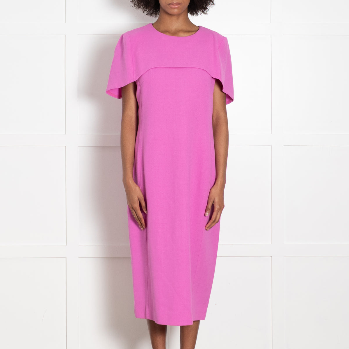 Louise Kennedy Pink Cape Shoulder Shift Dress