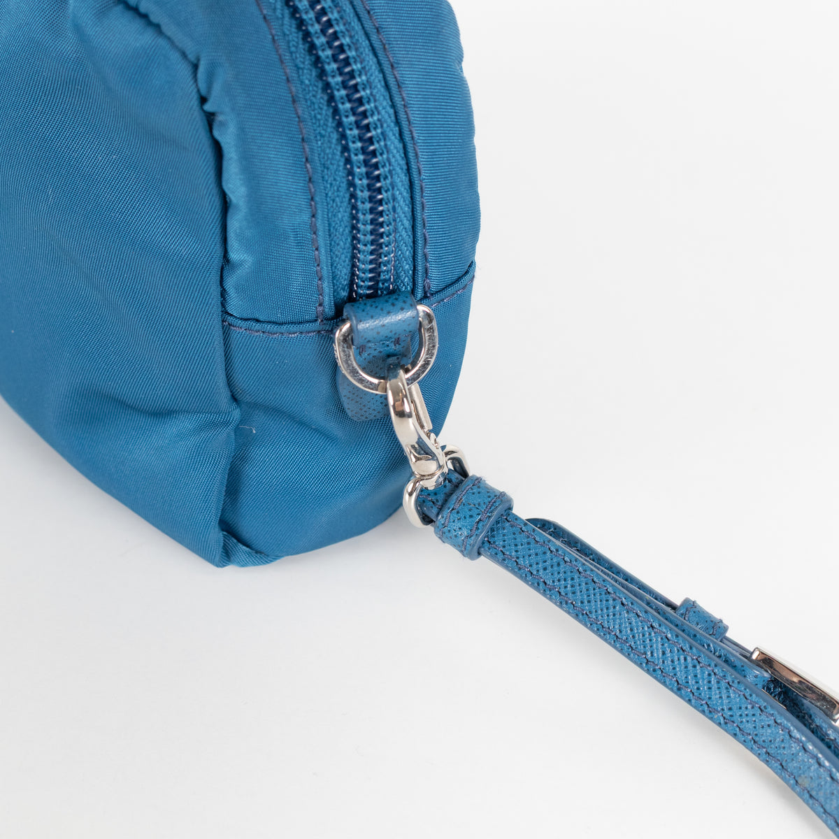 Prada Blue Nylon Zip Around Cosmetic Pouch