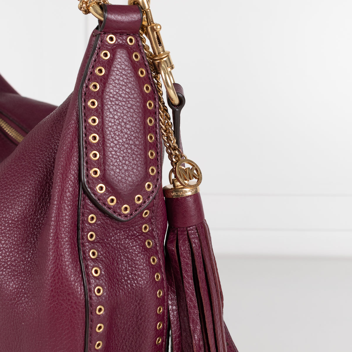 Michael Kors Purple Leather Gold Eyelet Detail Shoulder Bag