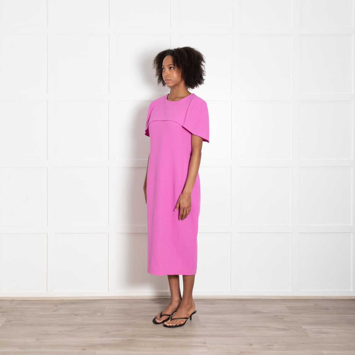 Louise Kennedy Pink Cape Shoulder Shift Dress