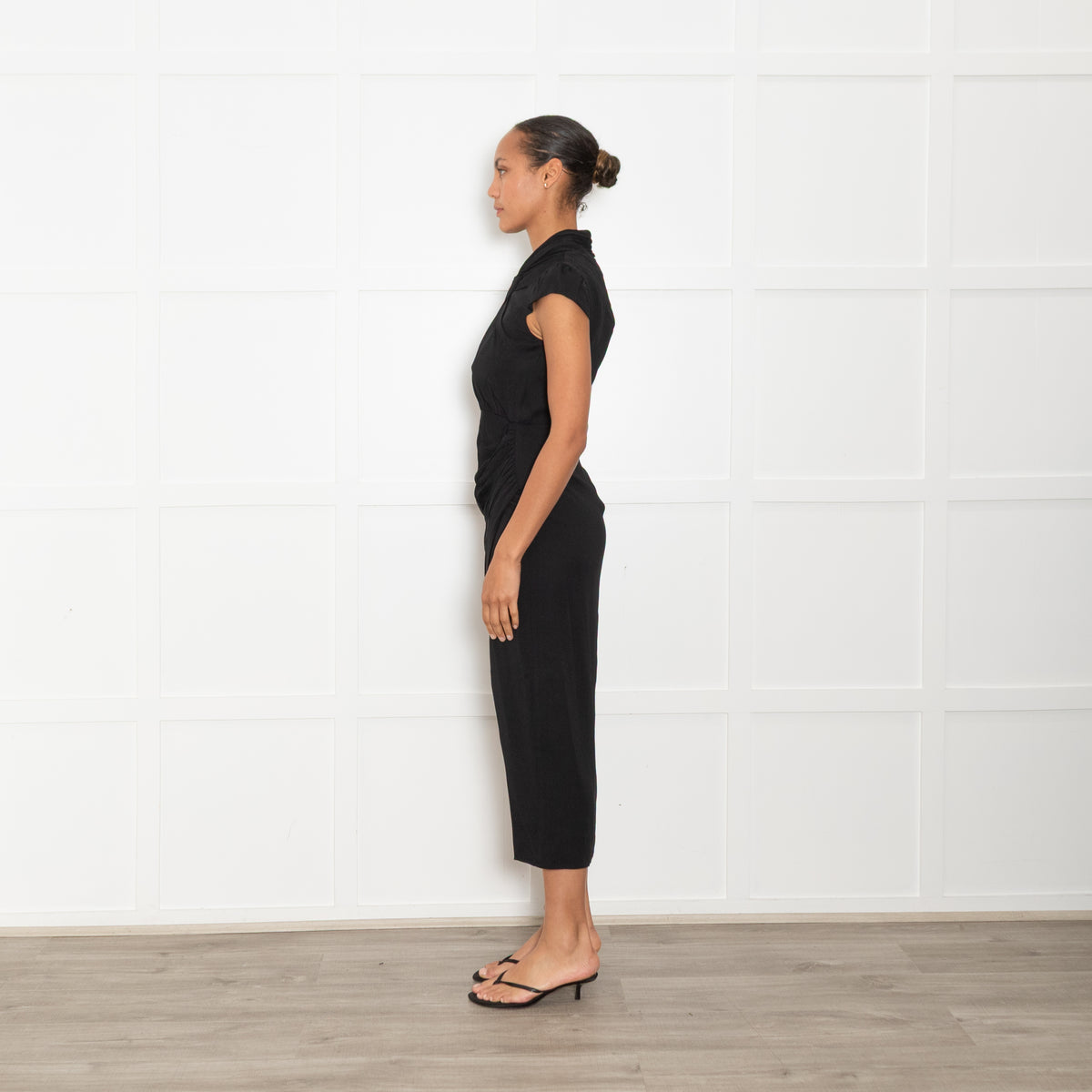 Self Portrait Black Pleated Waist Detail Dress