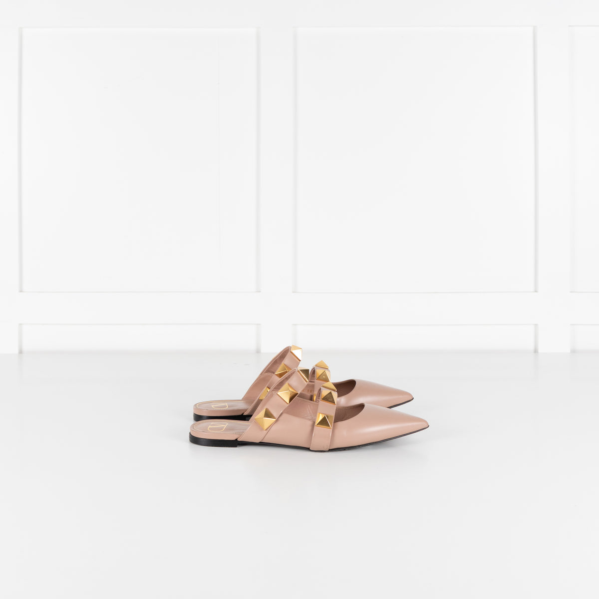 Valentino Neutral Rockstud Flat Mules