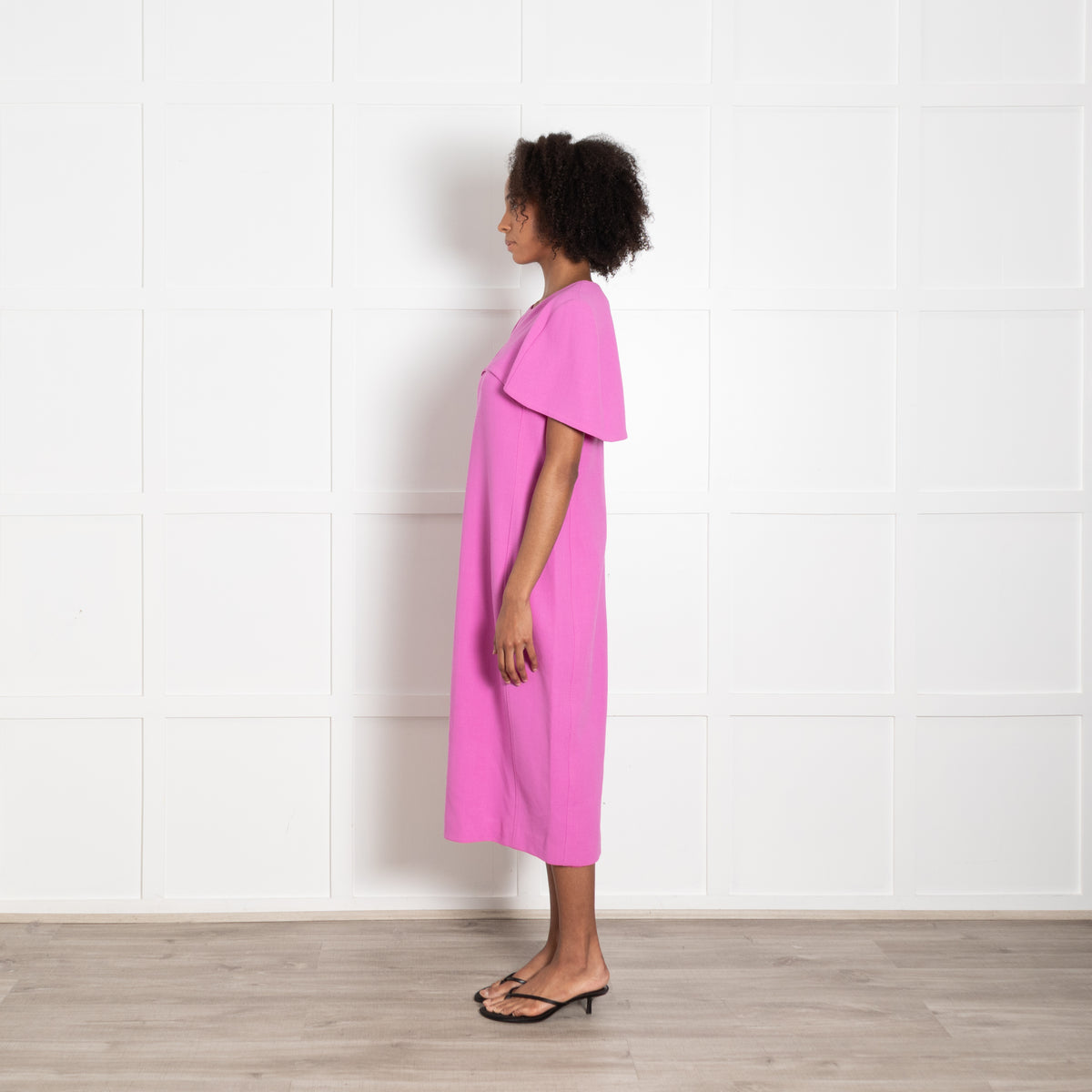 Louise Kennedy Pink Cape Shoulder Shift Dress