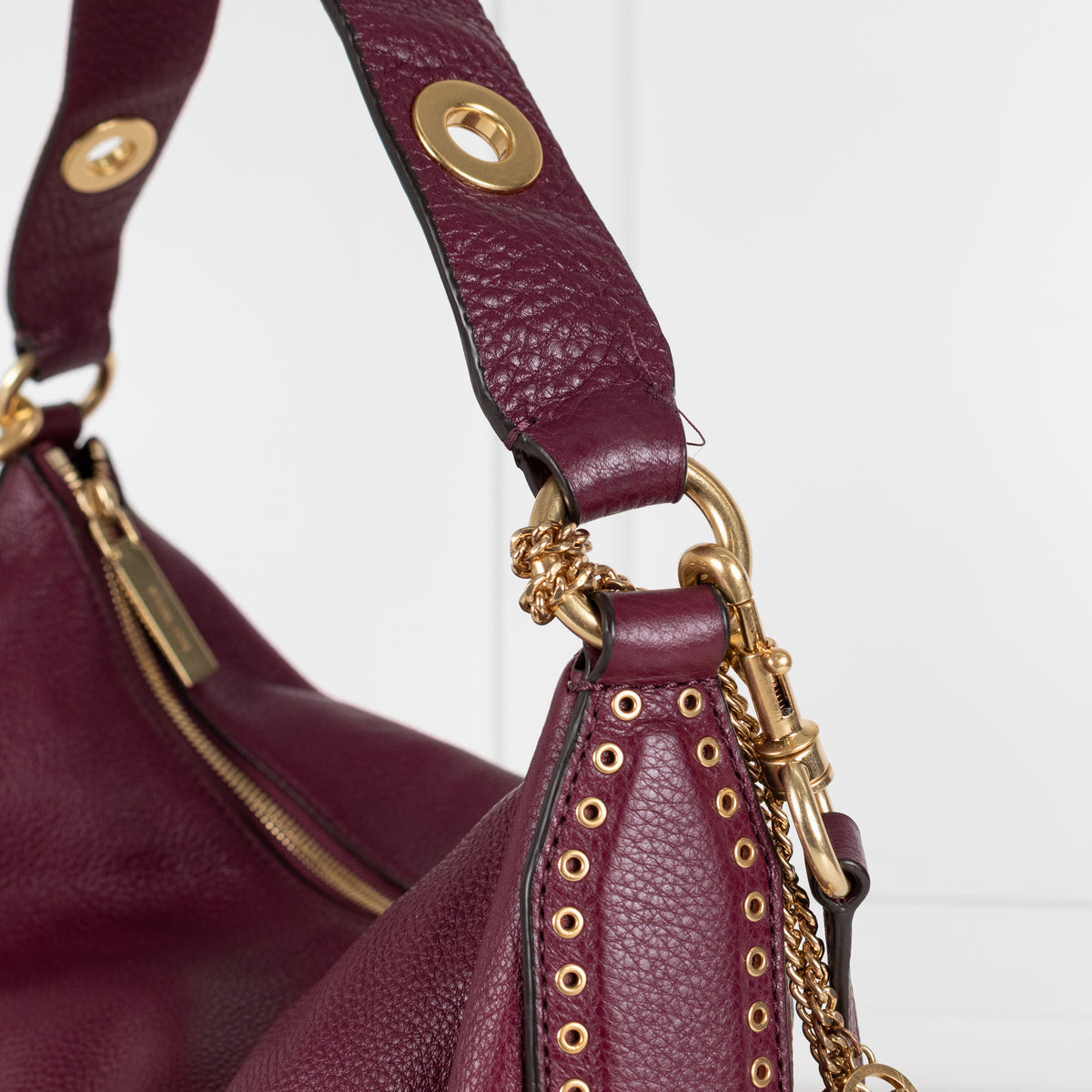 Michael Kors Purple Leather Gold Eyelet Detail Shoulder Bag