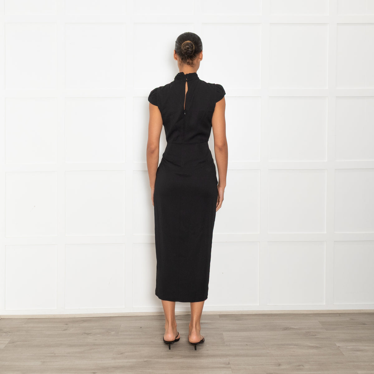 Self Portrait Black Pleated Waist Detail Dress