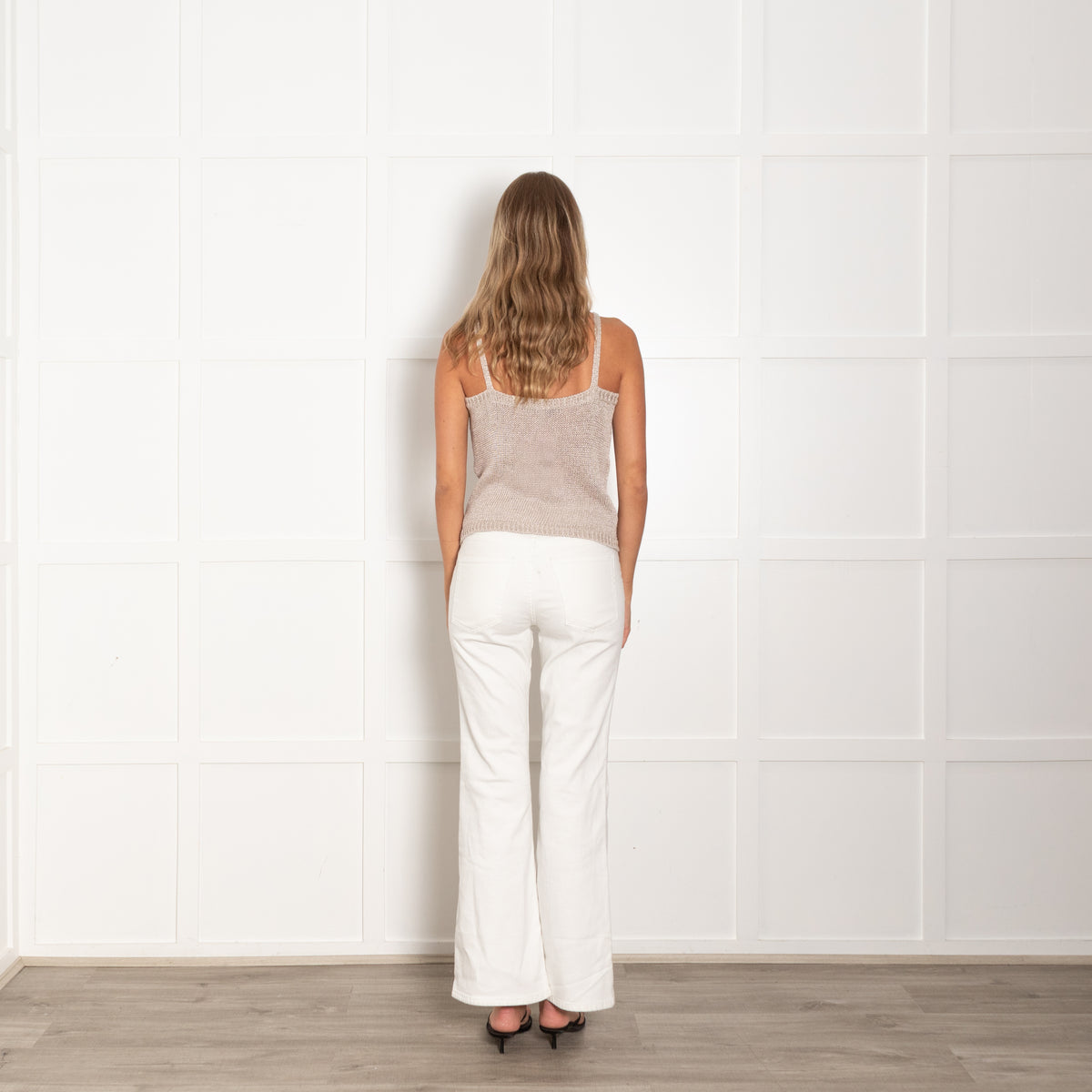 360 Cashmere Beige Linen Blend Knitted Cami Top