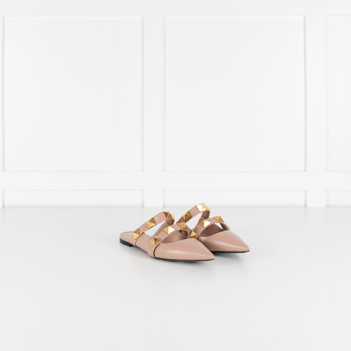 Valentino Neutral Rockstud Flat Mules
