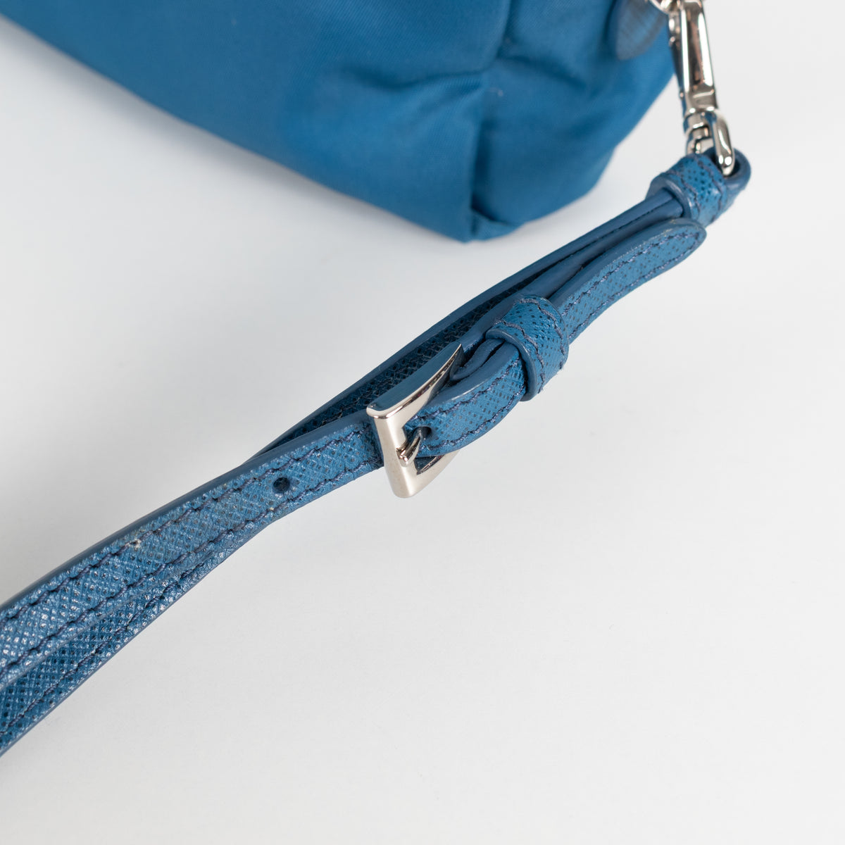 Prada Blue Nylon Zip Around Cosmetic Pouch
