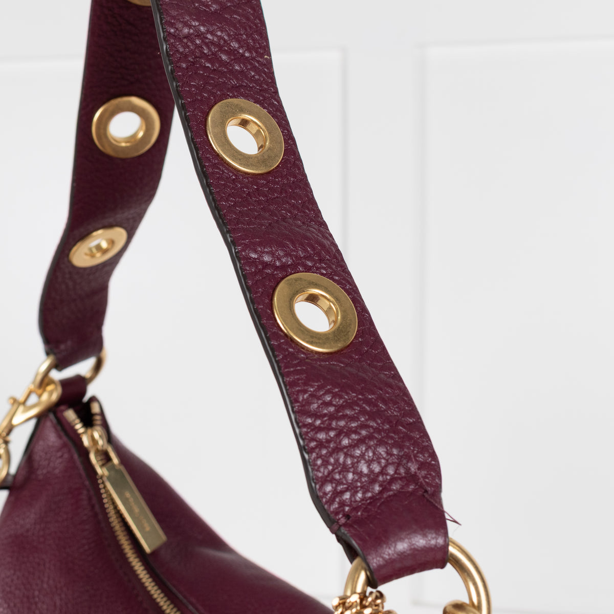 Michael Kors Purple Leather Gold Eyelet Detail Shoulder Bag