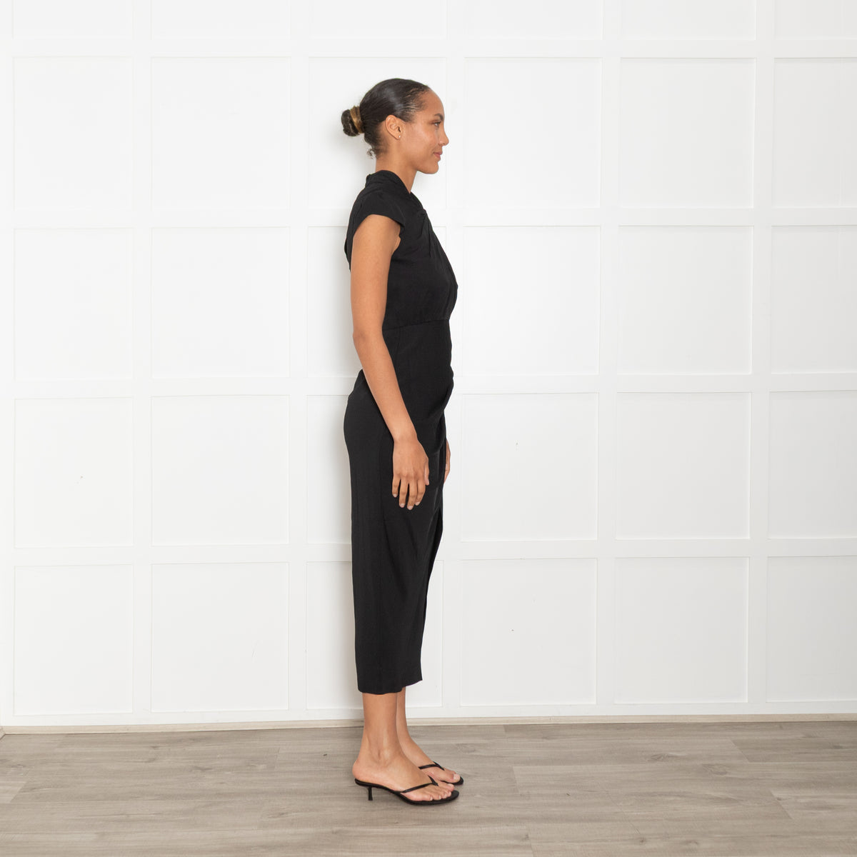 Self Portrait Black Pleated Waist Detail Dress