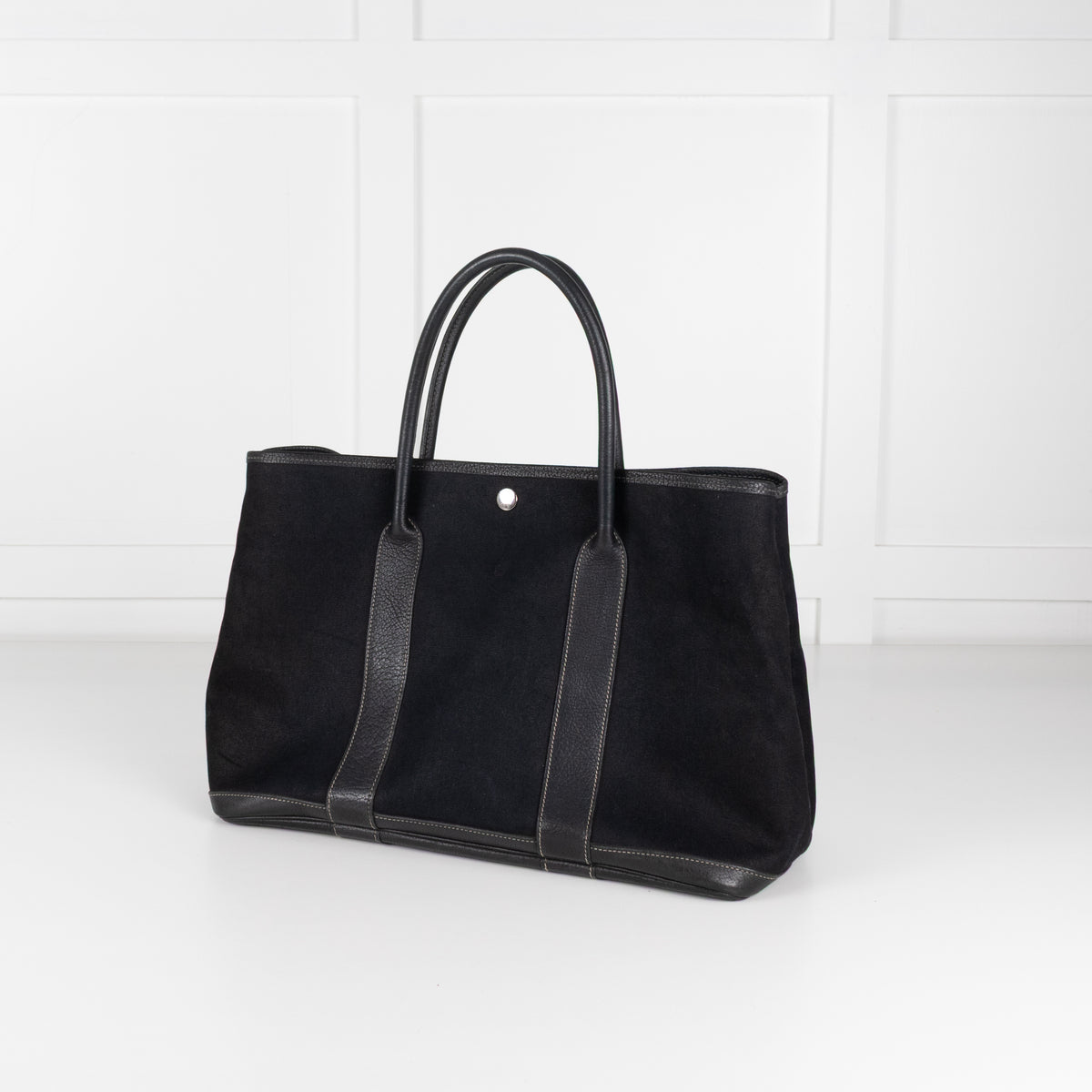 Hermes Black Canvas Garden Party 36 PM Tote Bag