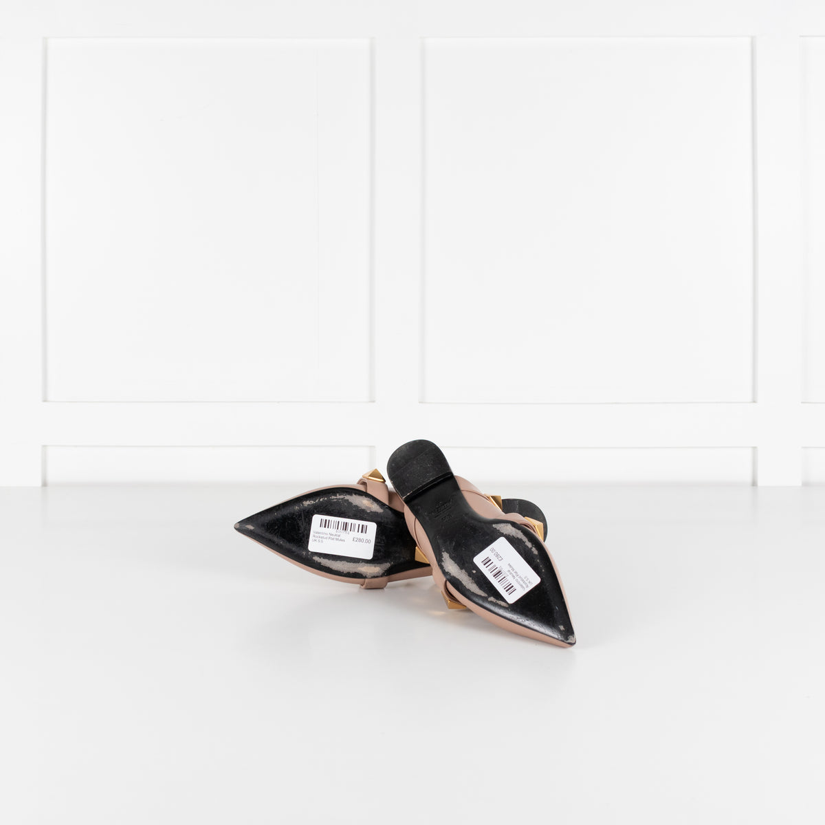 Valentino Neutral Rockstud Flat Mules