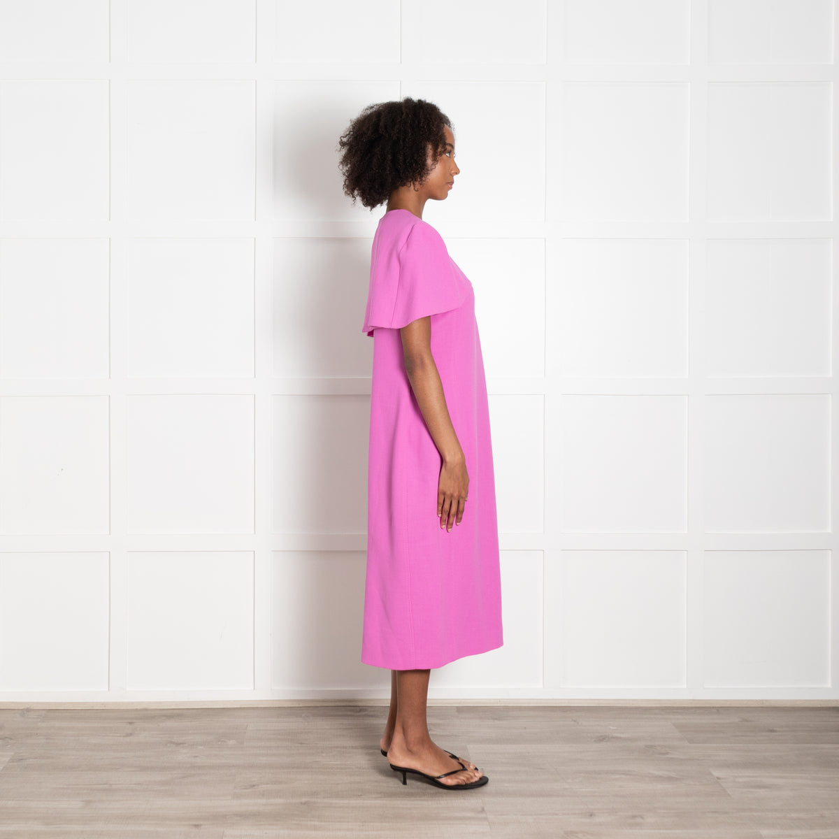 Louise Kennedy Pink Cape Shoulder Shift Dress