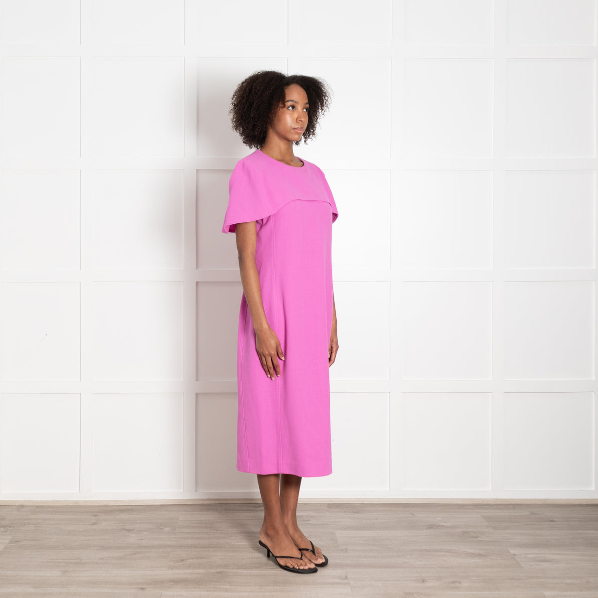 Louise Kennedy Pink Cape Shoulder Shift Dress