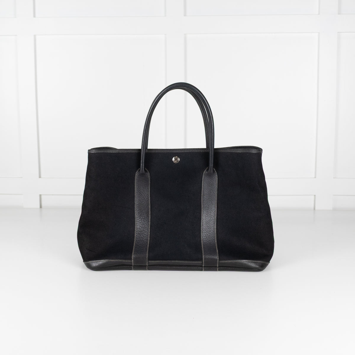 Hermes Black Canvas Garden Party 36 PM Tote Bag