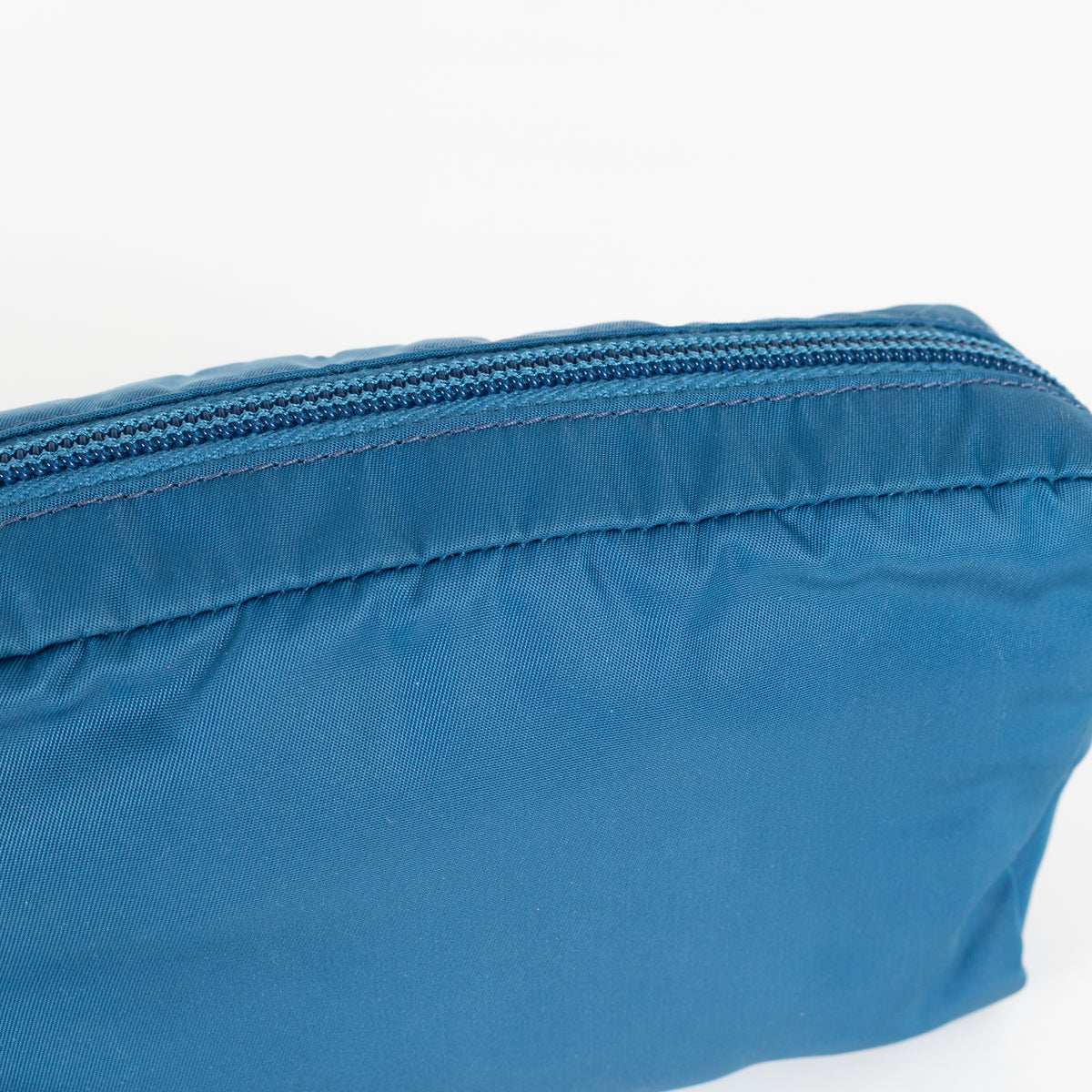 Prada Blue Nylon Zip Around Cosmetic Pouch
