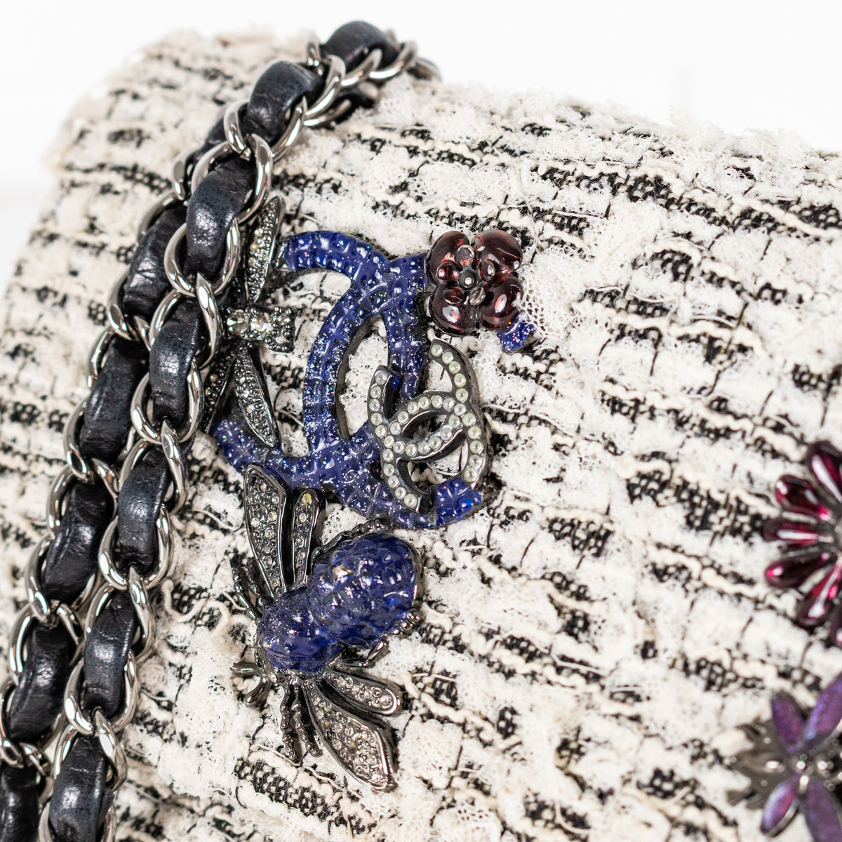 Chanel Grey 2.55 Tweed Garden Party Double Flap Bag