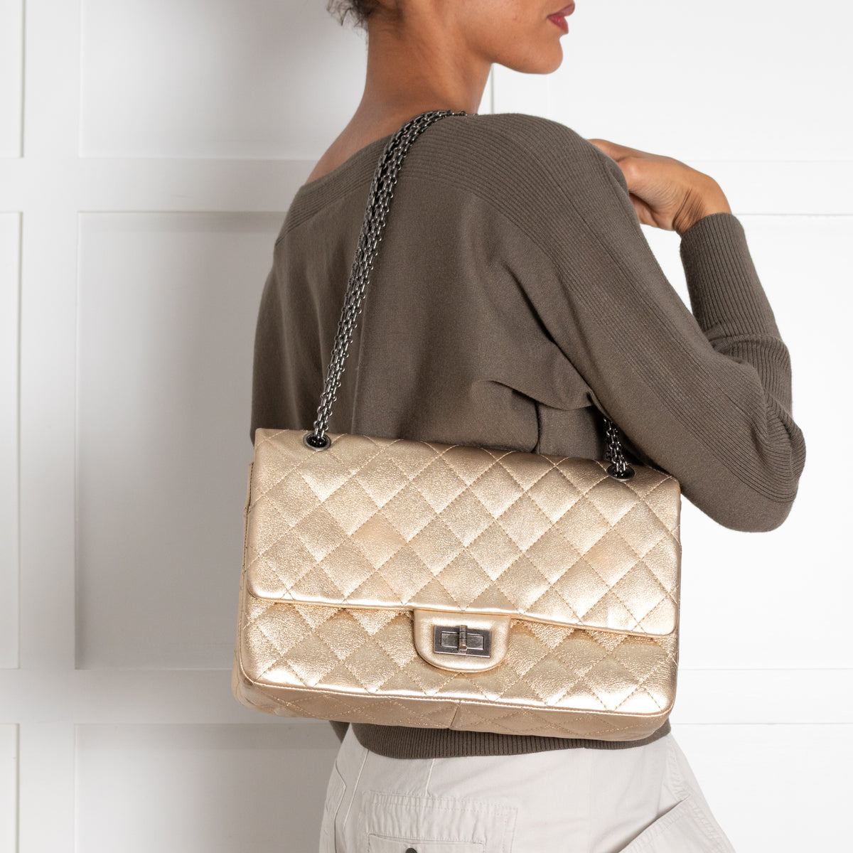 Chanel (2014) Gold Reissue Mademoiselle Maxi Double Flap