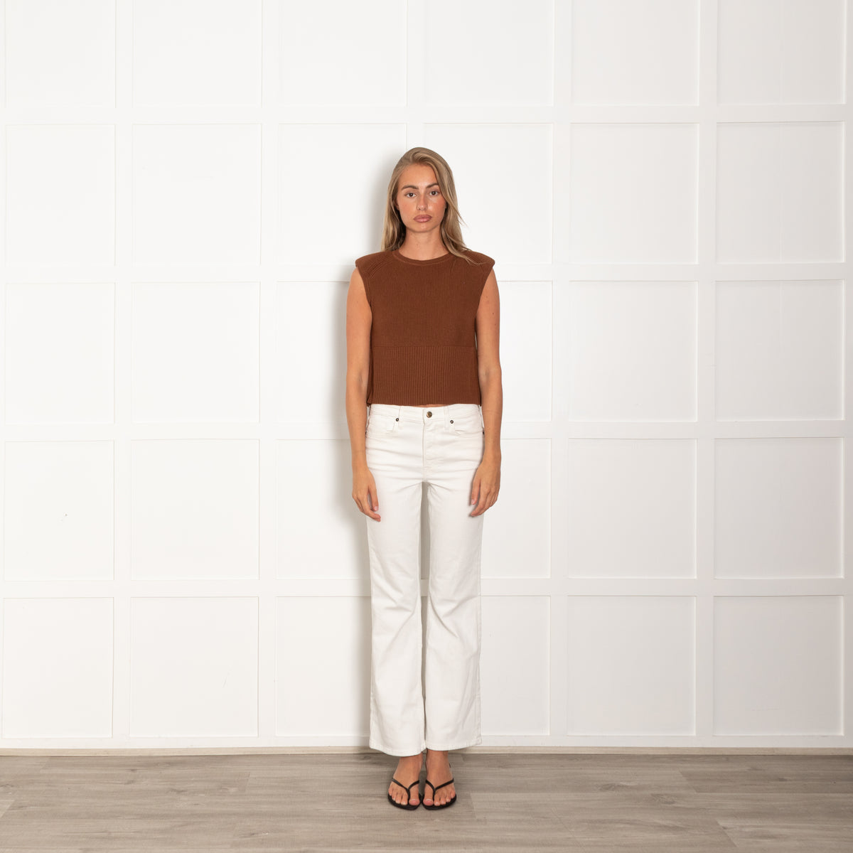 Ba&Sh Brown Ribbed Sleeveless Sweater