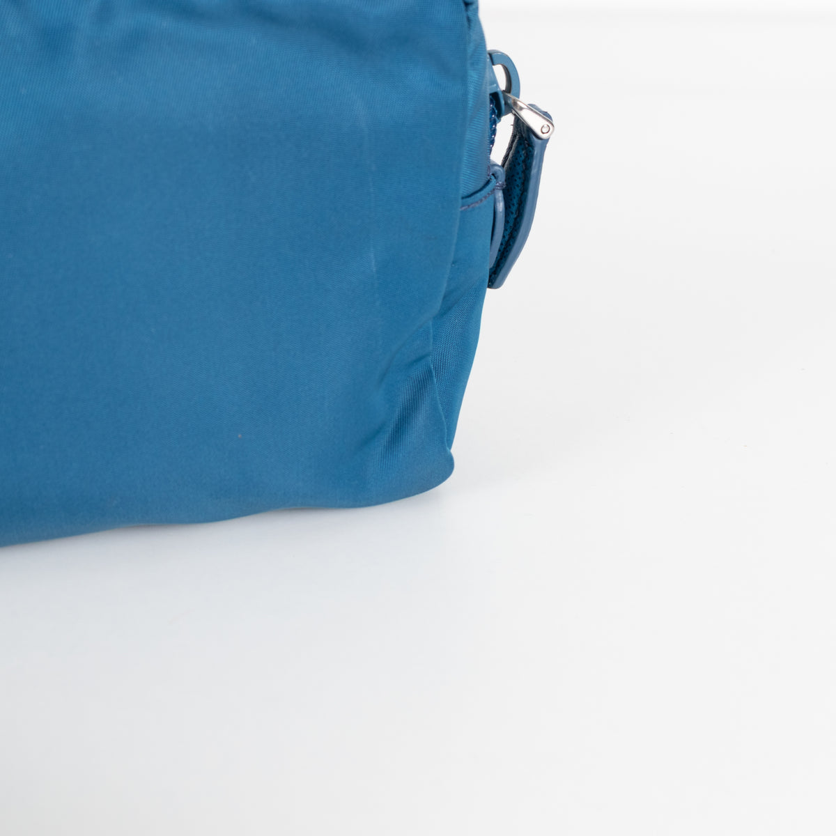 Prada Blue Nylon Zip Around Cosmetic Pouch