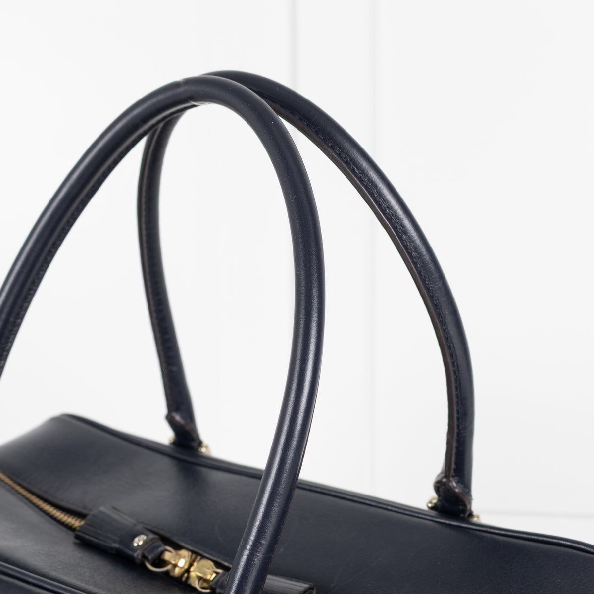Anya Hindmarch Navy Blue Leather Carker Satchel Bag