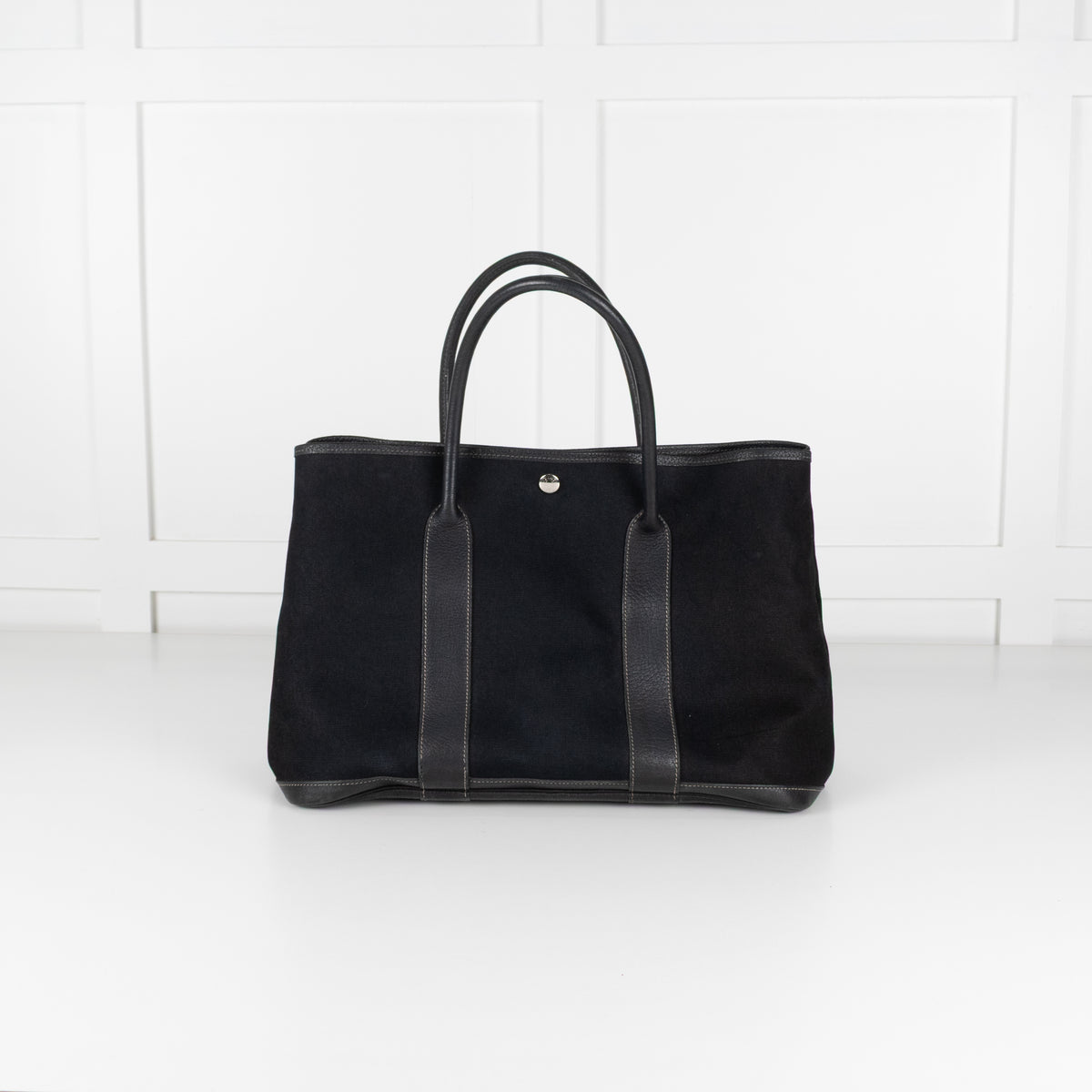 Hermes Black Canvas Garden Party 36 PM Tote Bag