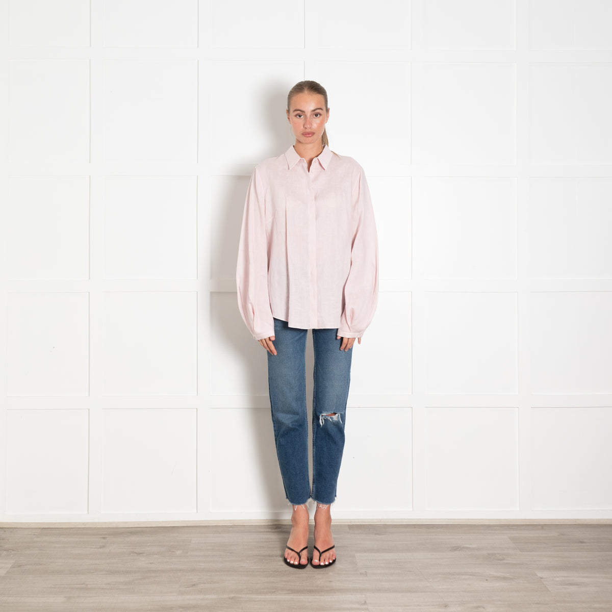 Gabriela Hearst Pink Linen Button Down Shirt