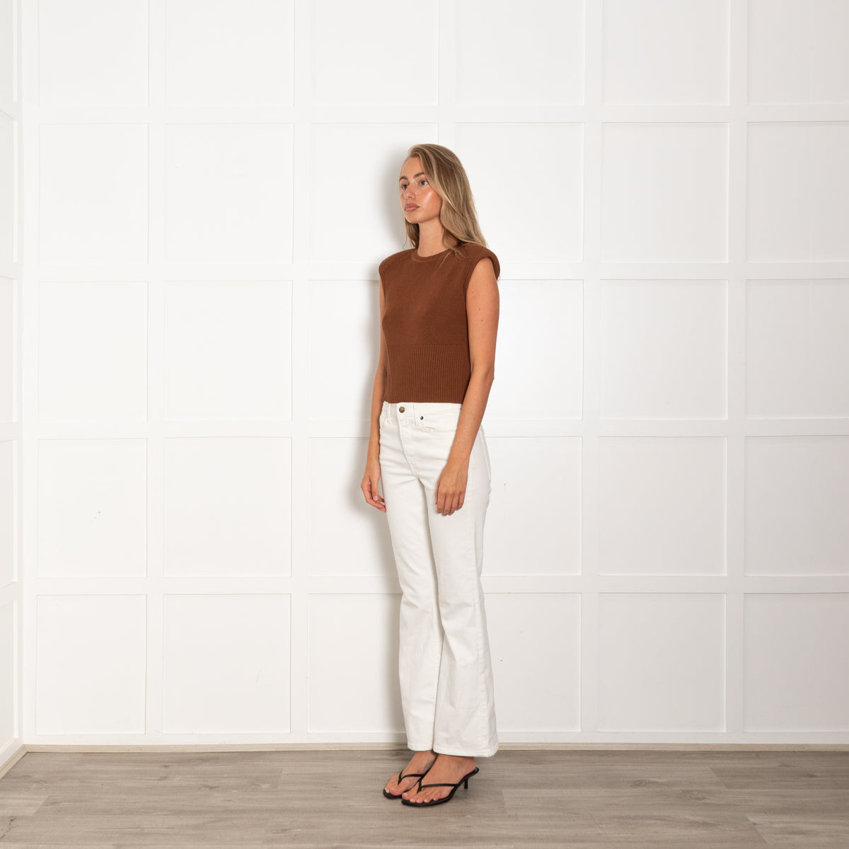 Ba&Sh Brown Ribbed Sleeveless Sweater