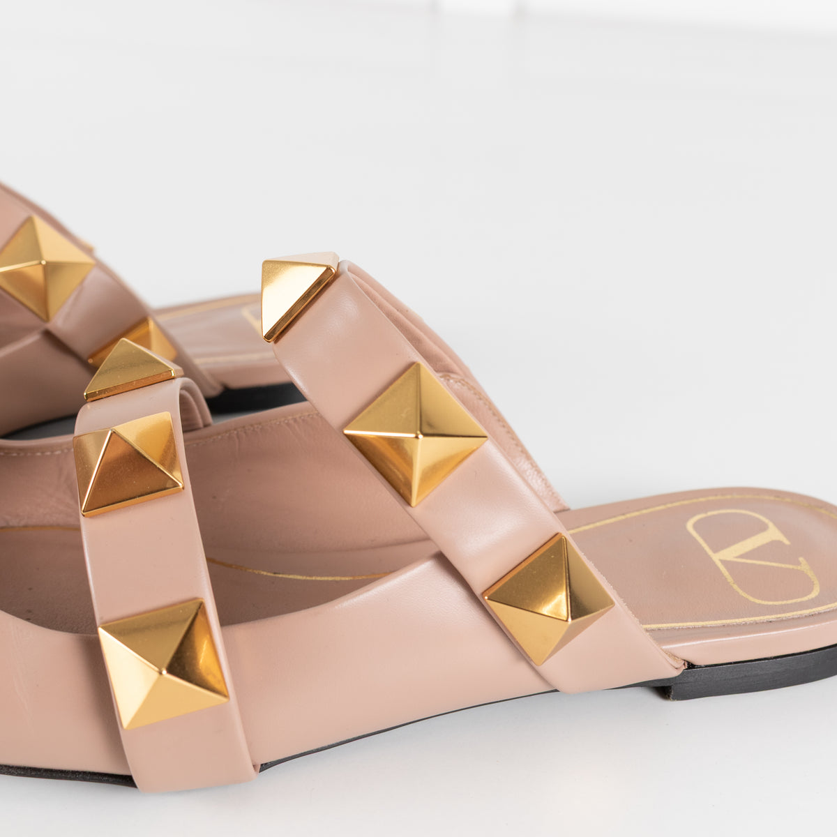 Valentino Neutral Rockstud Flat Mules