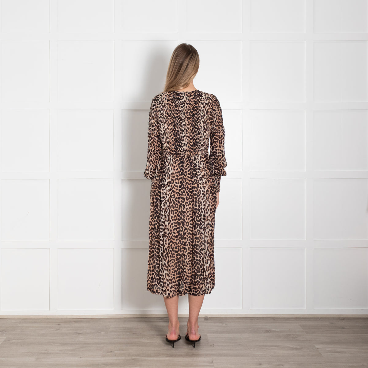 Ganni Brown Animal Print Smock Top Maxi Dress