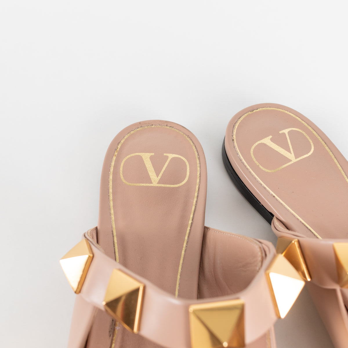 Valentino Neutral Rockstud Flat Mules