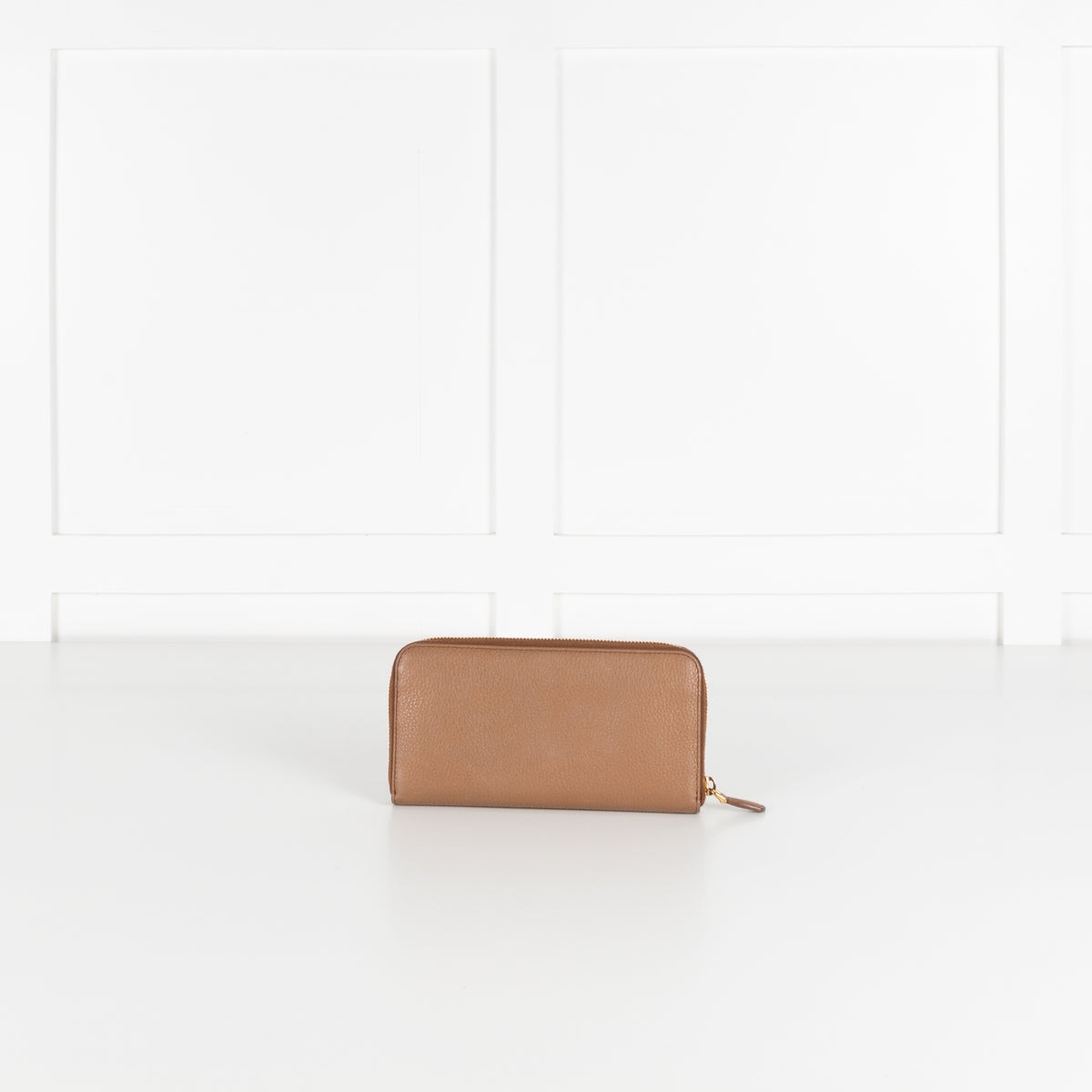 Prada Tan Leather Zip Around Wallet