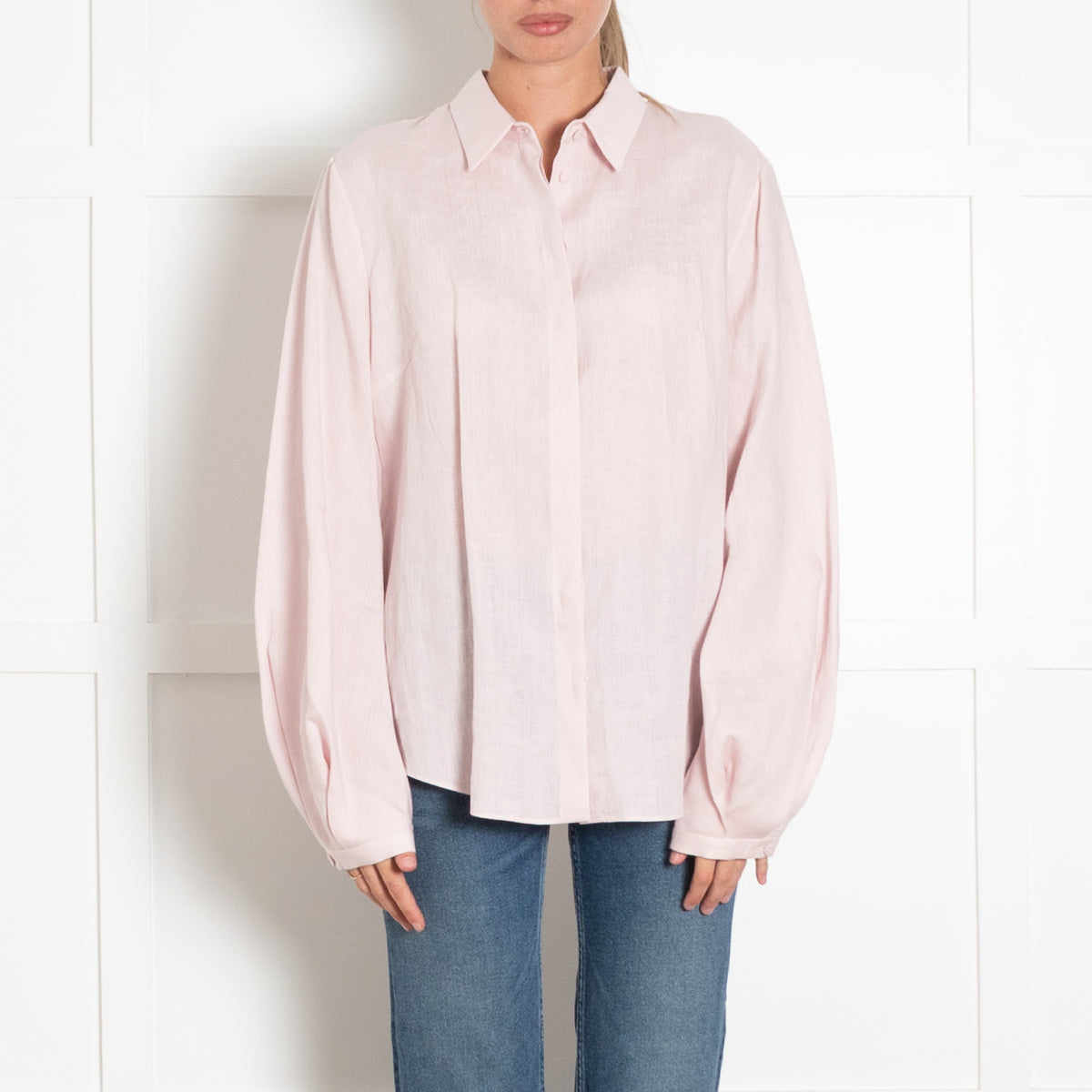 Gabriela Hearst Pink Linen Button Down Shirt