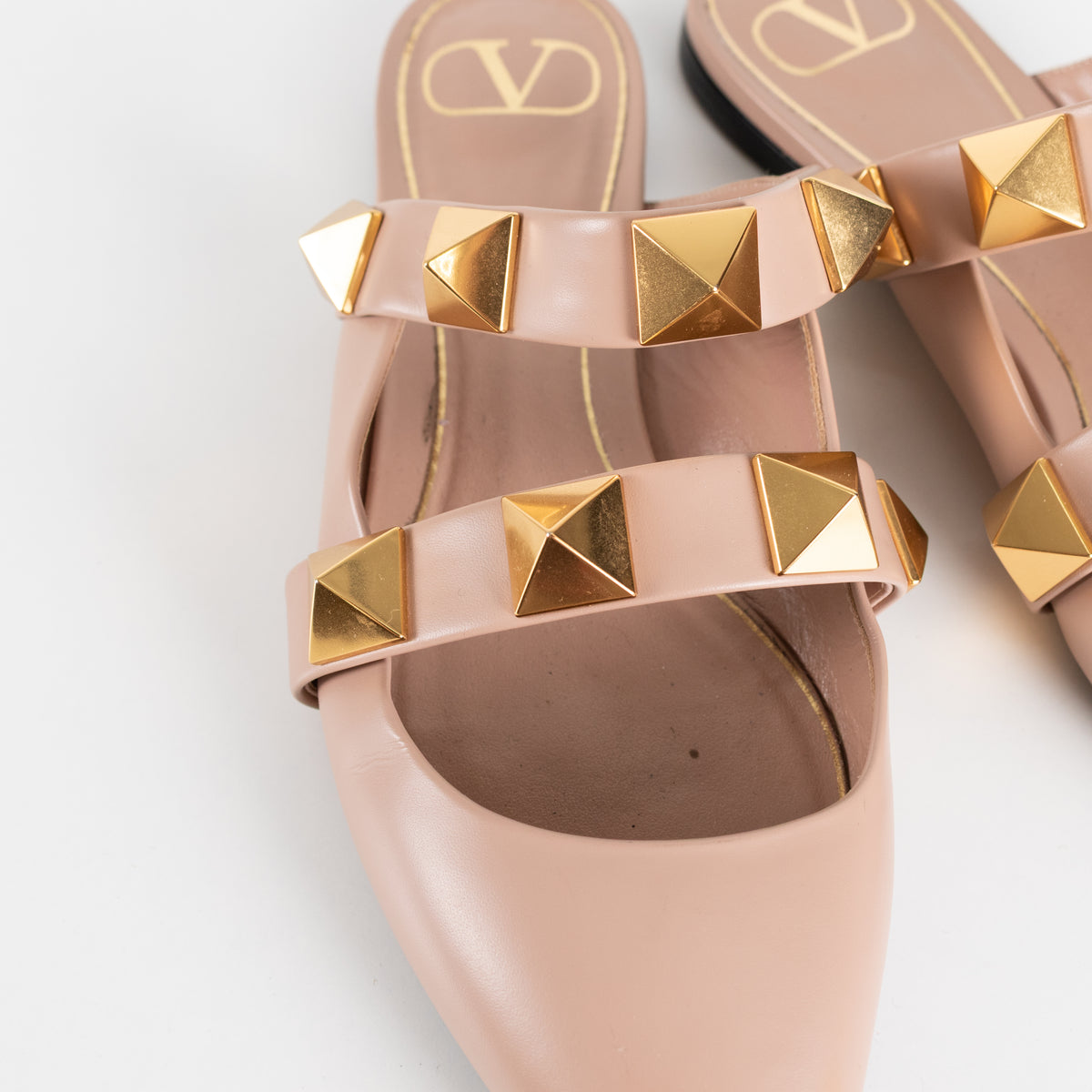 Valentino Neutral Rockstud Flat Mules