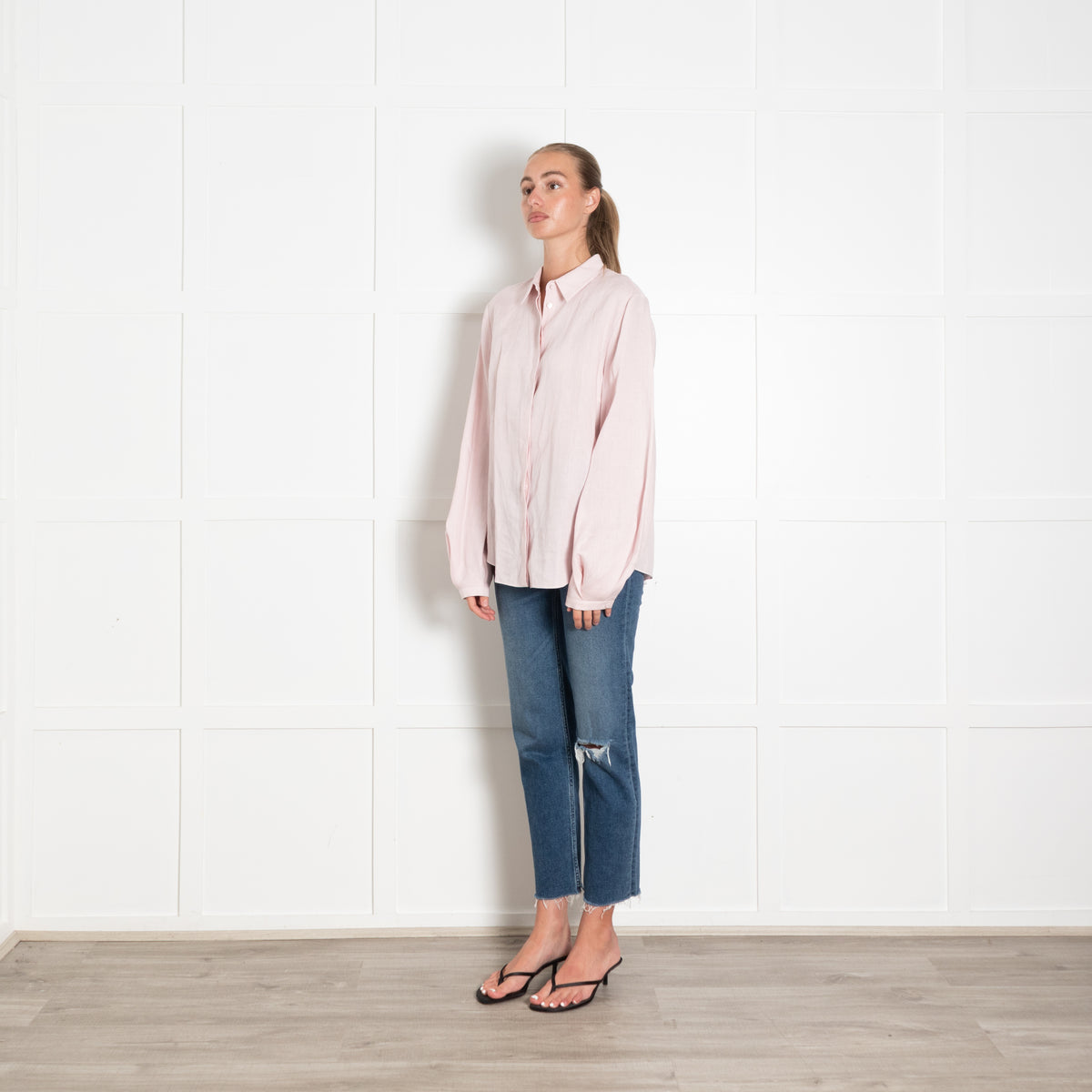 Gabriela Hearst Pink Linen Button Down Shirt
