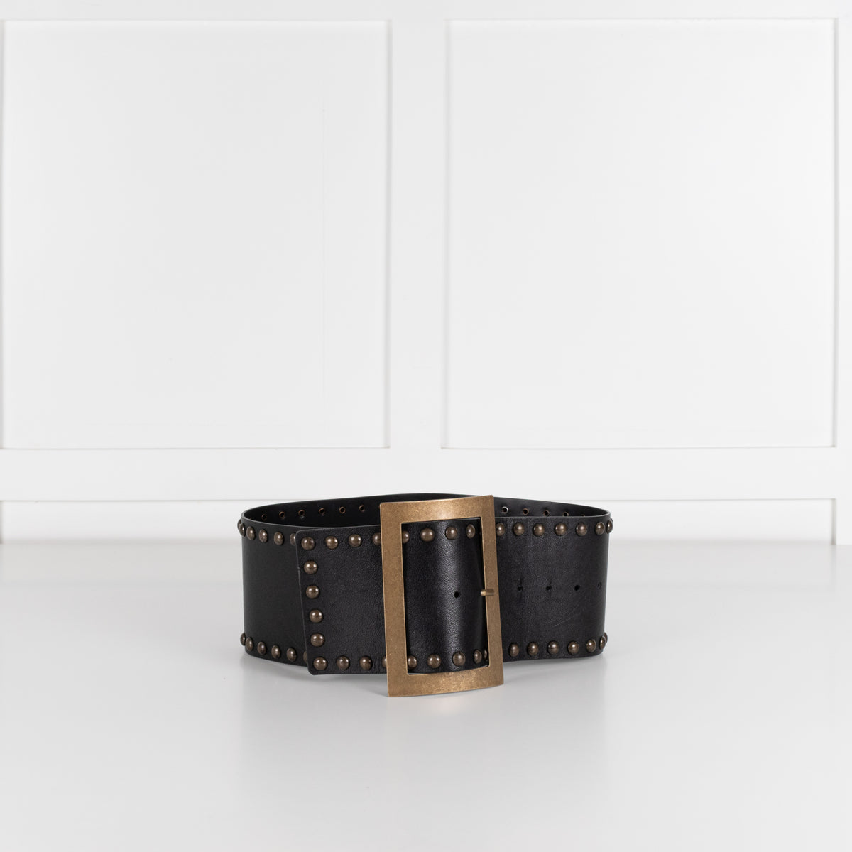 Philosophy Black Jumbo Buckle Studded leather Belt