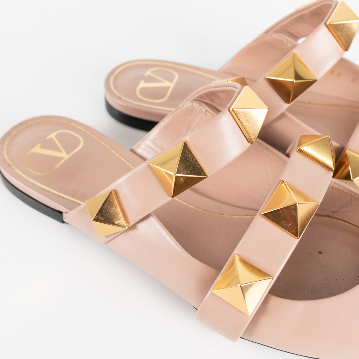 Valentino Neutral Rockstud Flat Mules