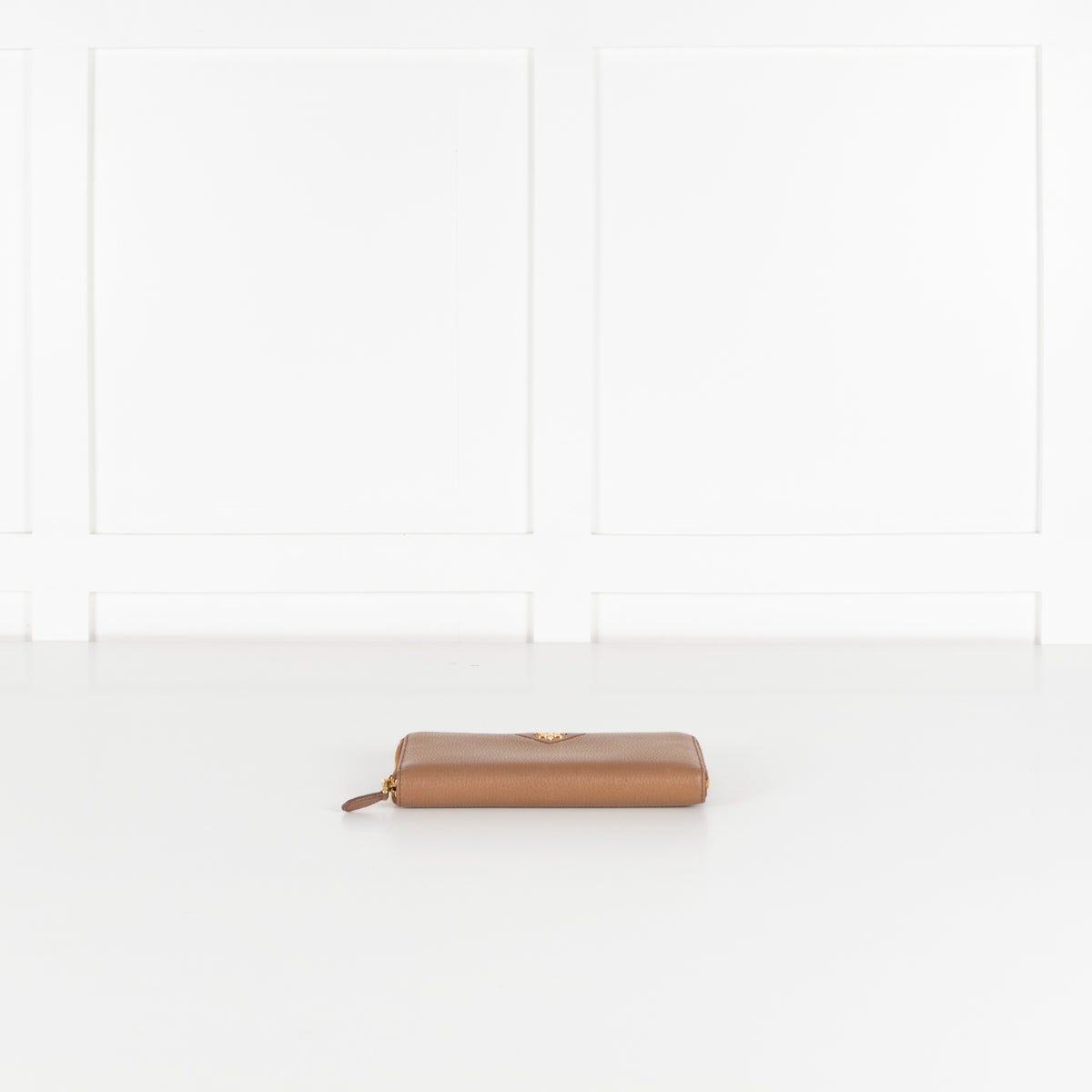 Prada Tan Leather Zip Around Wallet