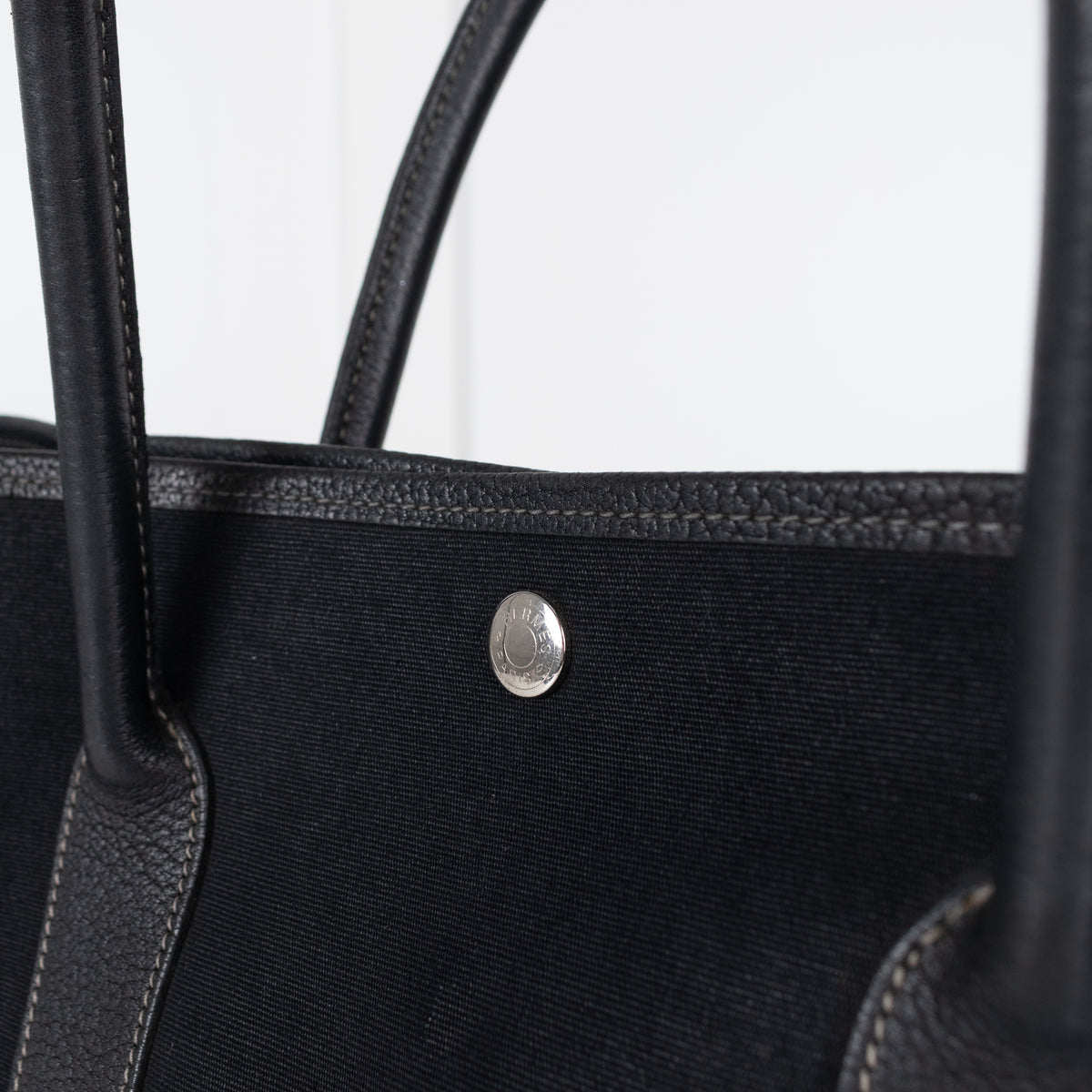 Hermes Black Canvas Garden Party 36 PM Tote Bag