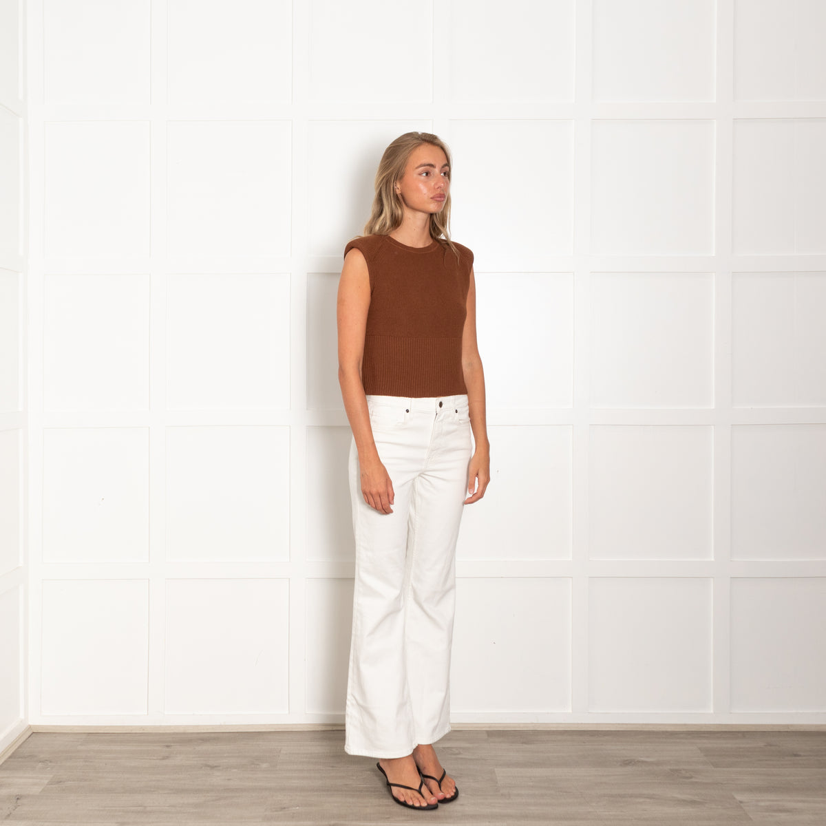 Ba&Sh Brown Ribbed Sleeveless Sweater