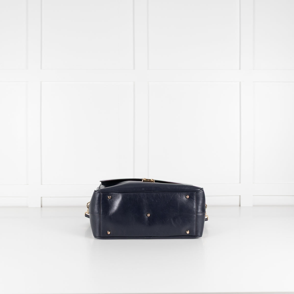 Anya Hindmarch Navy Blue Leather Carker Satchel Bag