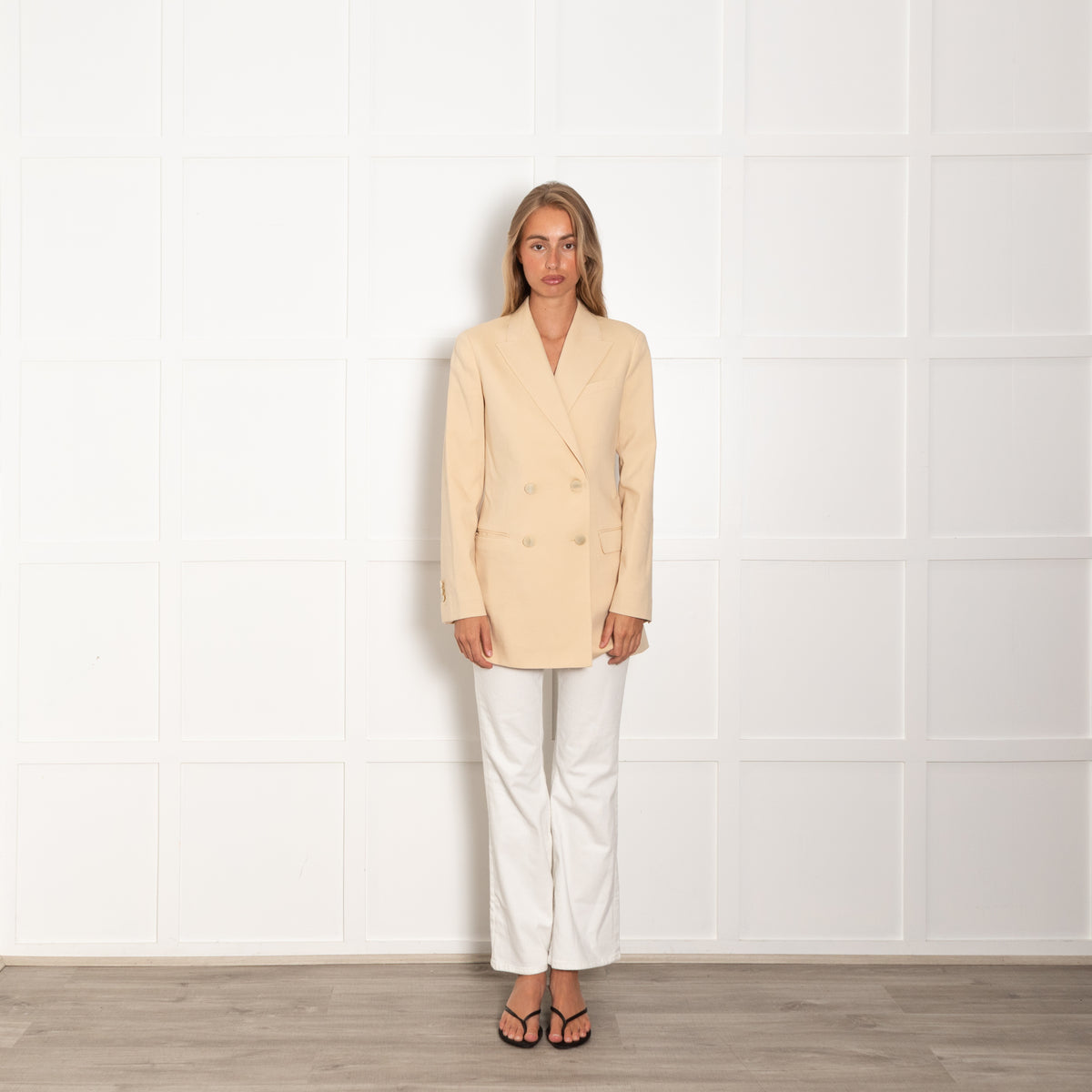 Theory Pale Yellow Double Breasted Blazer
