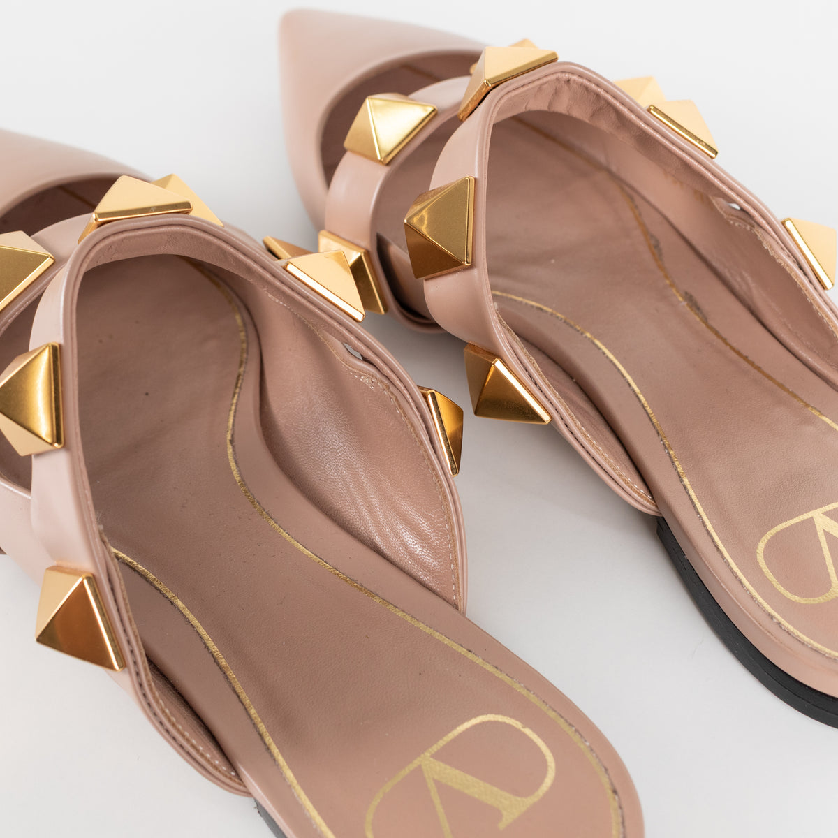Valentino Neutral Rockstud Flat Mules