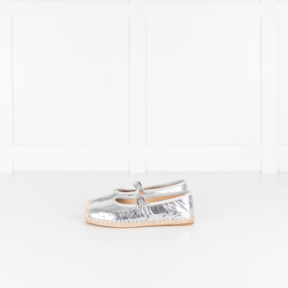 Michael Kors Crackled Metallic Silver Lynn Espadrille Flats