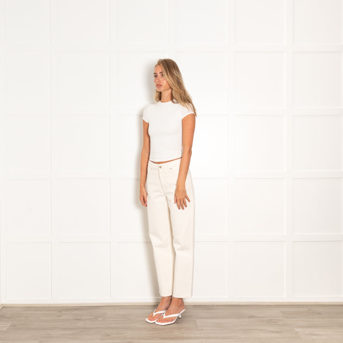 Me + Em Cream Denim High Waisted Jeans